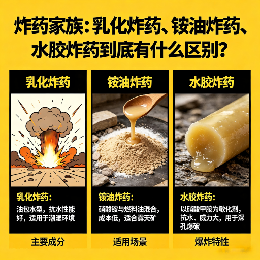 大姚炸药家族：乳化炸药、铵油炸药、水胶炸药到底有什么区别？